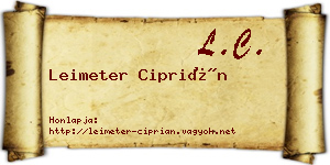 Leimeter Ciprián névjegykártya